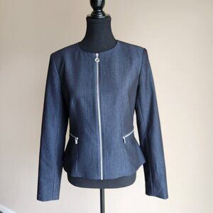 Calvin Klein Tailored Zip Front Pleated Waist Suit Jacket Size 4